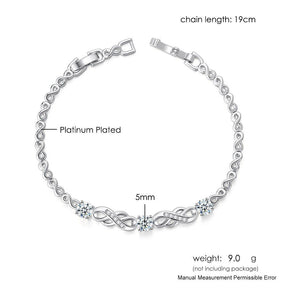 European And American Popular 8-word Inlaid Zircon White Gold Plated Infinite Bracelet