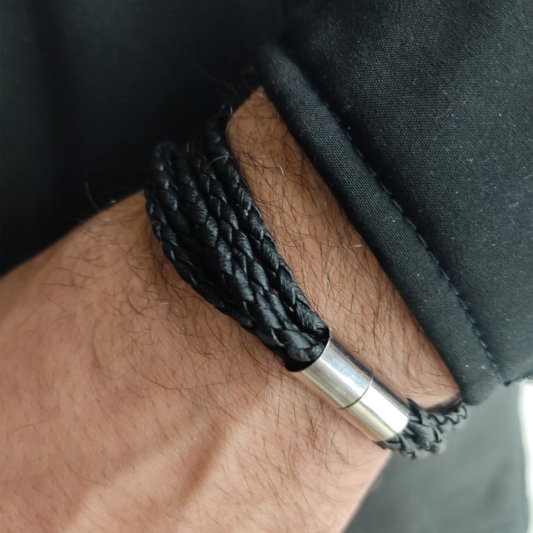 Men's Fashion Personality Magnetic Buckle Woven Bracelet