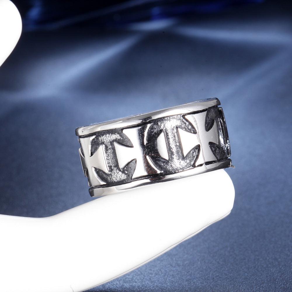 Vintage Cross Men's Titanium Steel Ring